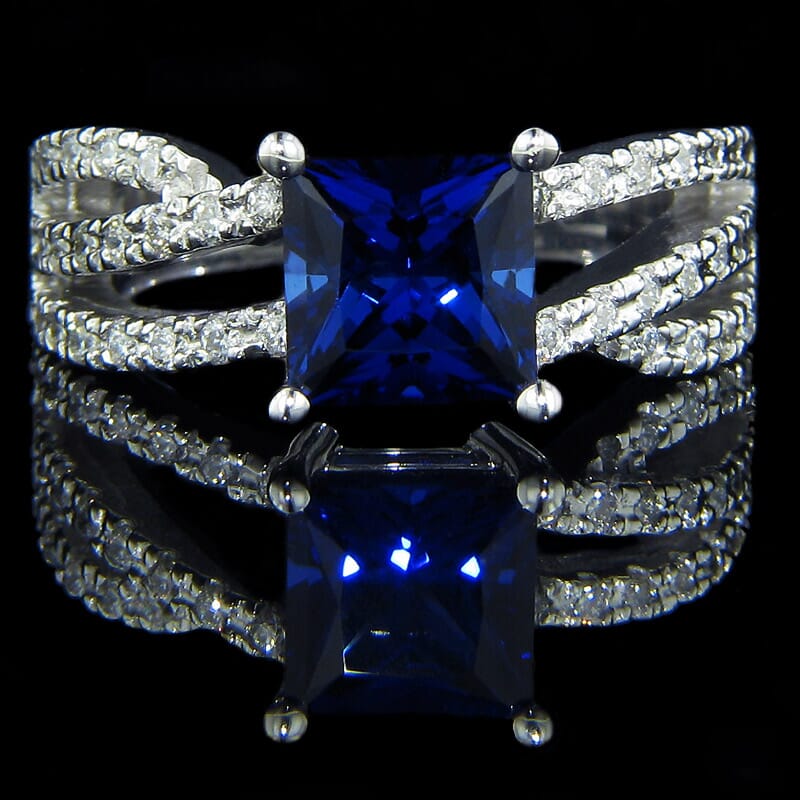 diamond ring with blue sapphire