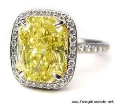 halo with cushion yellow diamond