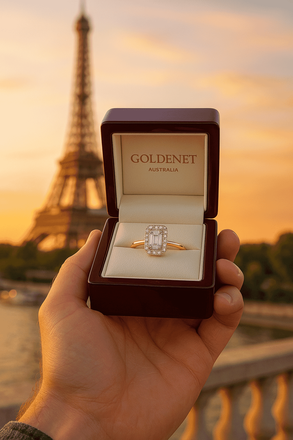 paris propusal emerlad halo ring