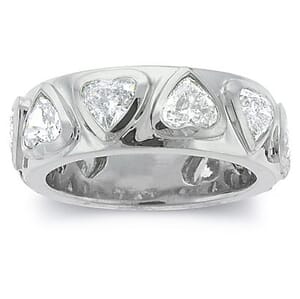 2477 - Diamond Wedding Ring 3.3 Carat, Set With Heart Shape Diamonds