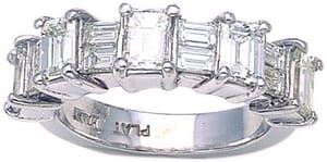 2727 - Diamond Wedding Ring 1.7 Carat, Set With Emerald And Baguette Diamonds