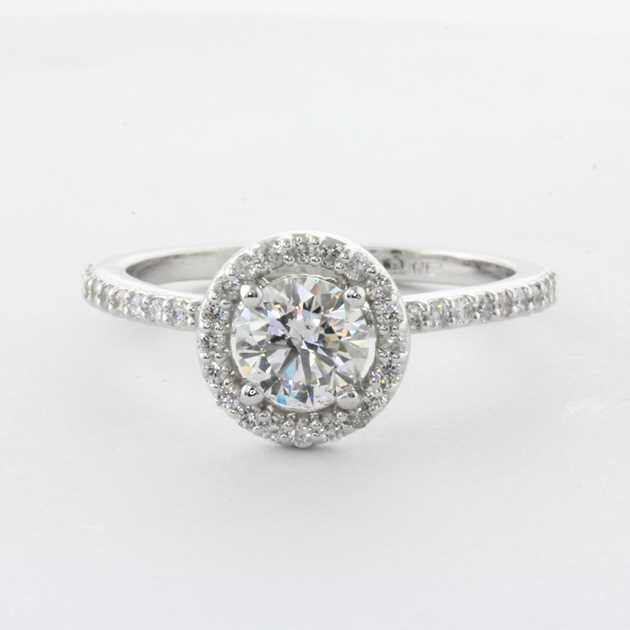 Platinum Set With Round Diamond, 0.70 Carat, E Colour, SI2 Clarity, Certified By GIA.