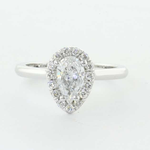 14K White Gold Set With 0.50 Carat Pear Diamond D Colour SI2 Clarity EGL Certified
