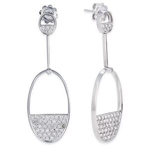 3492 - Diamond Drop Earrings 1.1 Carat, Set With Round Brilliant Diamonds