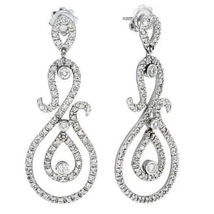 3542 - Diamond Drop Earrings 1.65 Carat, Set With Round Brilliant Diamonds