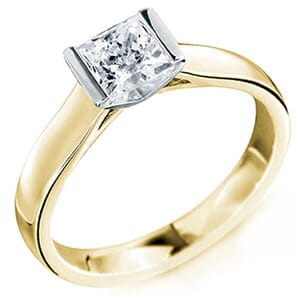 5134 - Bold Half Bezel Princess Cut Solitaire Engagement Ring - Striking  Design