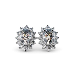 5559 - Oval Stud Earrings With Diamonds