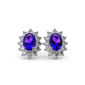 5571 - Oval Amethyst Oval Stud Earrings With Diamonds
