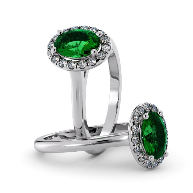 Green emerald oval on sale ring