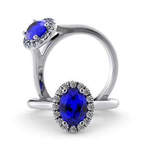 5967 - Oval Sapphire Oval Diamond Ring With Halo Setting 