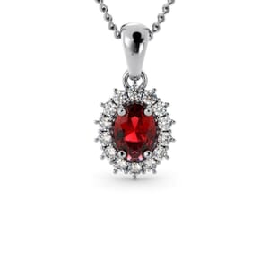 6069 - Oval Granet Oval Pendant With Diamonds