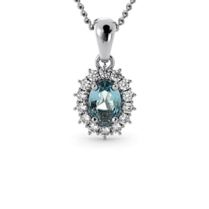 6081 - Oval Aquamarine Oval Pendant With Diamonds
