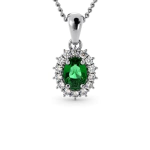 6093 - Oval Emerald Oval Pendant With Diamonds