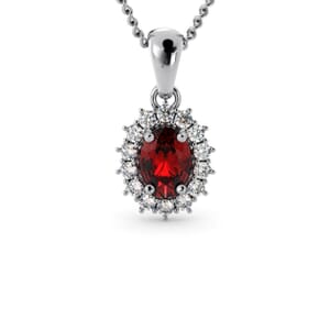 6099 - Oval Ruby Oval Pendant With Diamonds