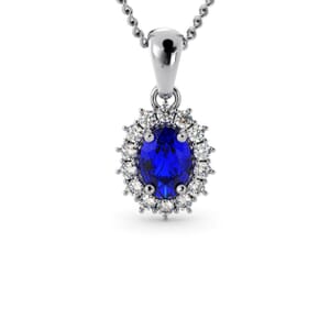 6111 - Oval Sapphire Oval Pendant With Diamonds