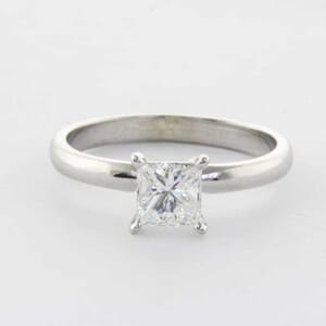 6360 - Traditional 4 Prongs Princess Cut Solitaire Engagement Ring