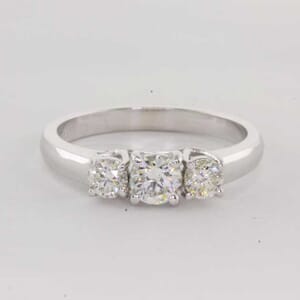 6365 - 0.75 Carat U Shape Three Stone Diamond Engagement Ring