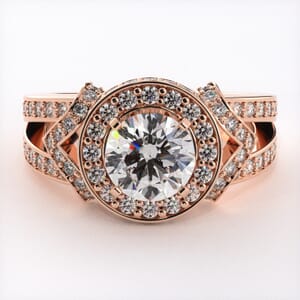 6766 - Exquisite Double Halo Split Shank Diamond Engagement Ring