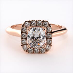 6777 - Radiant Cushion Halo Engagement Ring with Round Diamond Stone