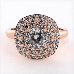 6782 - Dazzling Double Halo Engagement Ring with Cushion-Cut Diamond & 60 Accent Stones