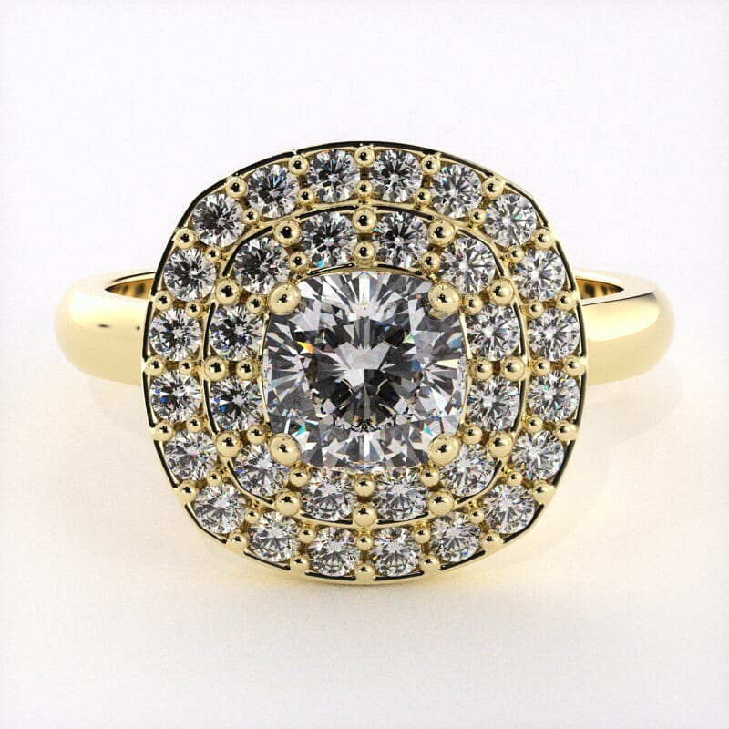 Cushion double top halo engagement ring