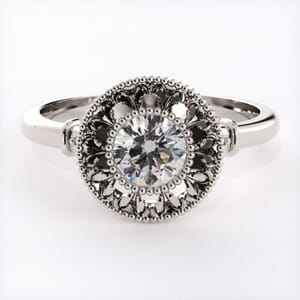 5446 - unique halo engagement ring set with 2 side diamonds