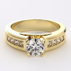 1080 - Architectural Engagement Ring Setting with Princess-Cut Diamond Accents in 