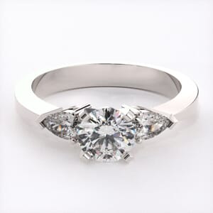 1126 - Three Stones Diamond Engagement Ring Set With Pear Diamonds (0.24 Ct. Tw)