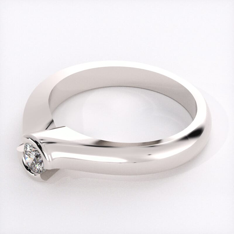 14K White Gold Pre Set Bezel Engagement Ring