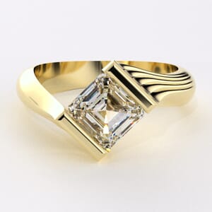 1555 - Twisted Half Bezel Set Engagement Ring