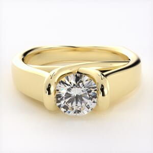 1570 - Bold Cathedral Solitaire Engagement Ring - Half Bezel Setting in 