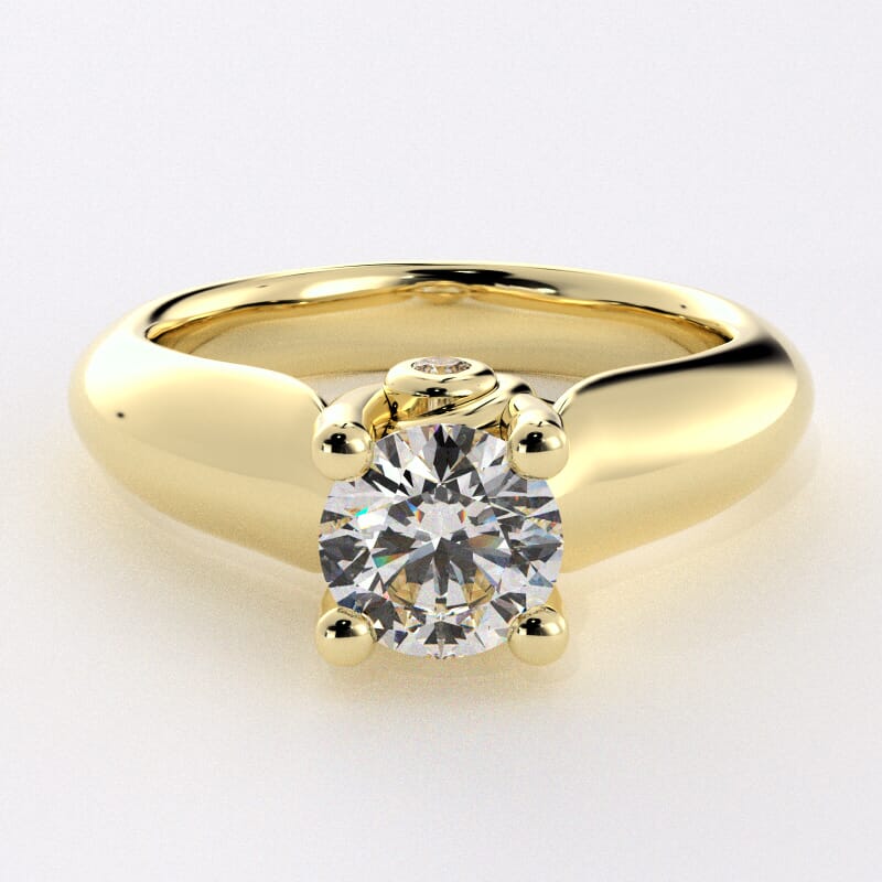 18K Yellow Gold Modern Solitaire Engagement Ring With Secret Diamonds