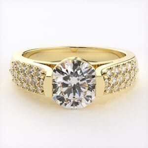 1725 - Modern  Engagement Ring with Semi-Bezel and Triple Row Diamonds 
