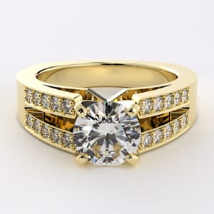 1730 - Twin Band Engagement Ring with 20 Round Brilliant Diamonds -  Setting