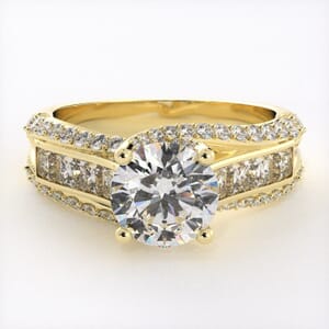 1775 - Triple Row Engagement Ring with 8 Princess Cut & 50 Round Brilliant Diamonds -  Band
