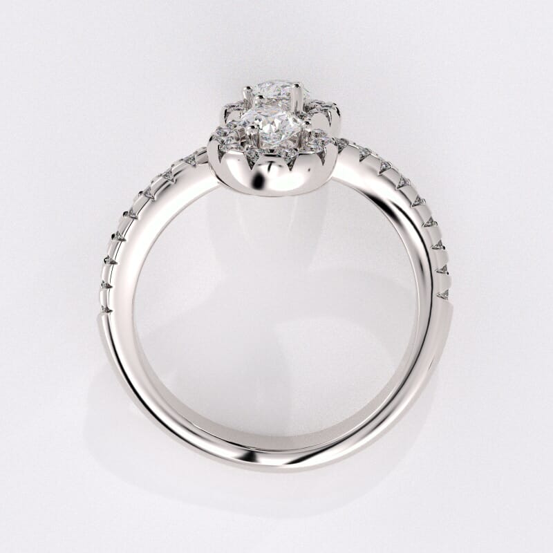 14K White Gold Pre Set Twin Pear Diamond Engagement Ring With Side Stones