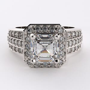 1857 - Triple Row Engagement Ring With Side Stones