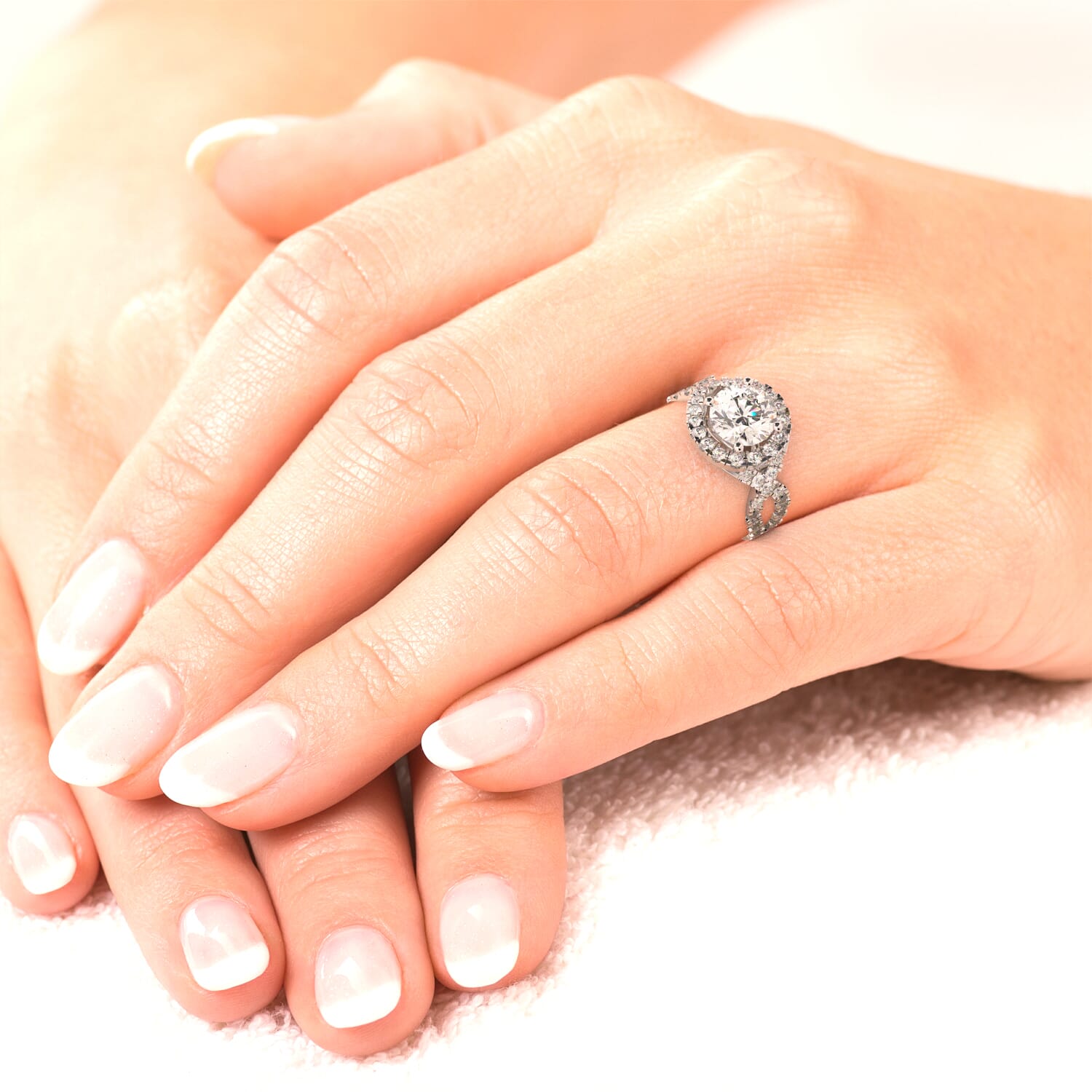 Twisted pave engagement ring deals