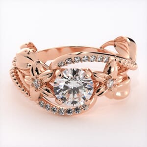 5849 - Diamond Ring With Pave and Floral Detail