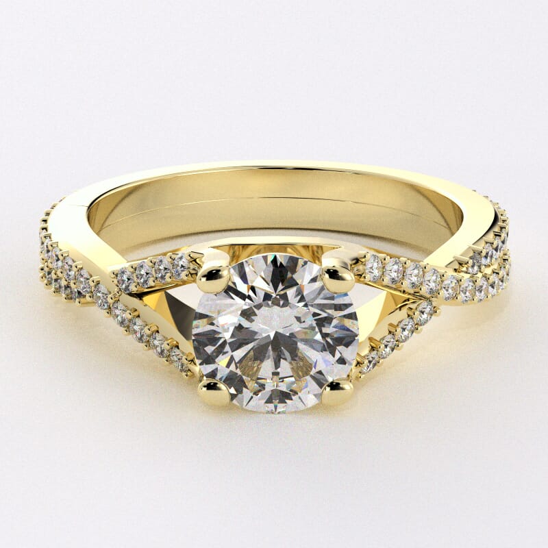 Yellow gold store pave engagement ring