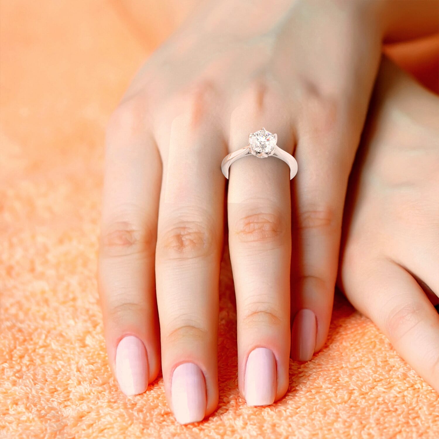 Platinum Solitaire Engagement Ring Flower Nest GoldeNet Australia