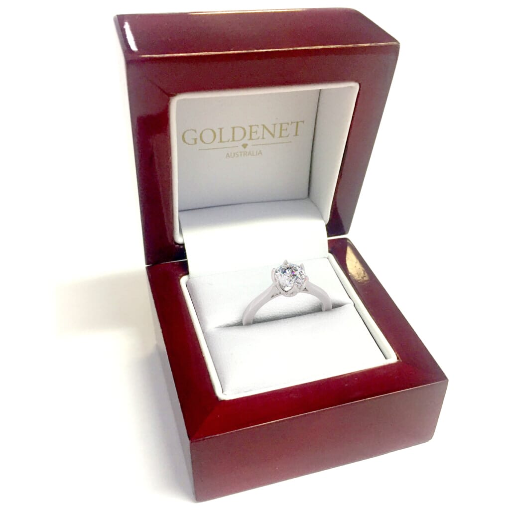 Solitaire Engagement Ring Flower Nest GoldeNet Australia